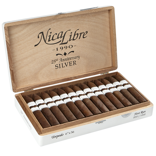 Nica Libre Silver 25th Anniversary (Torpedo) (6.0"x56) Box of 25